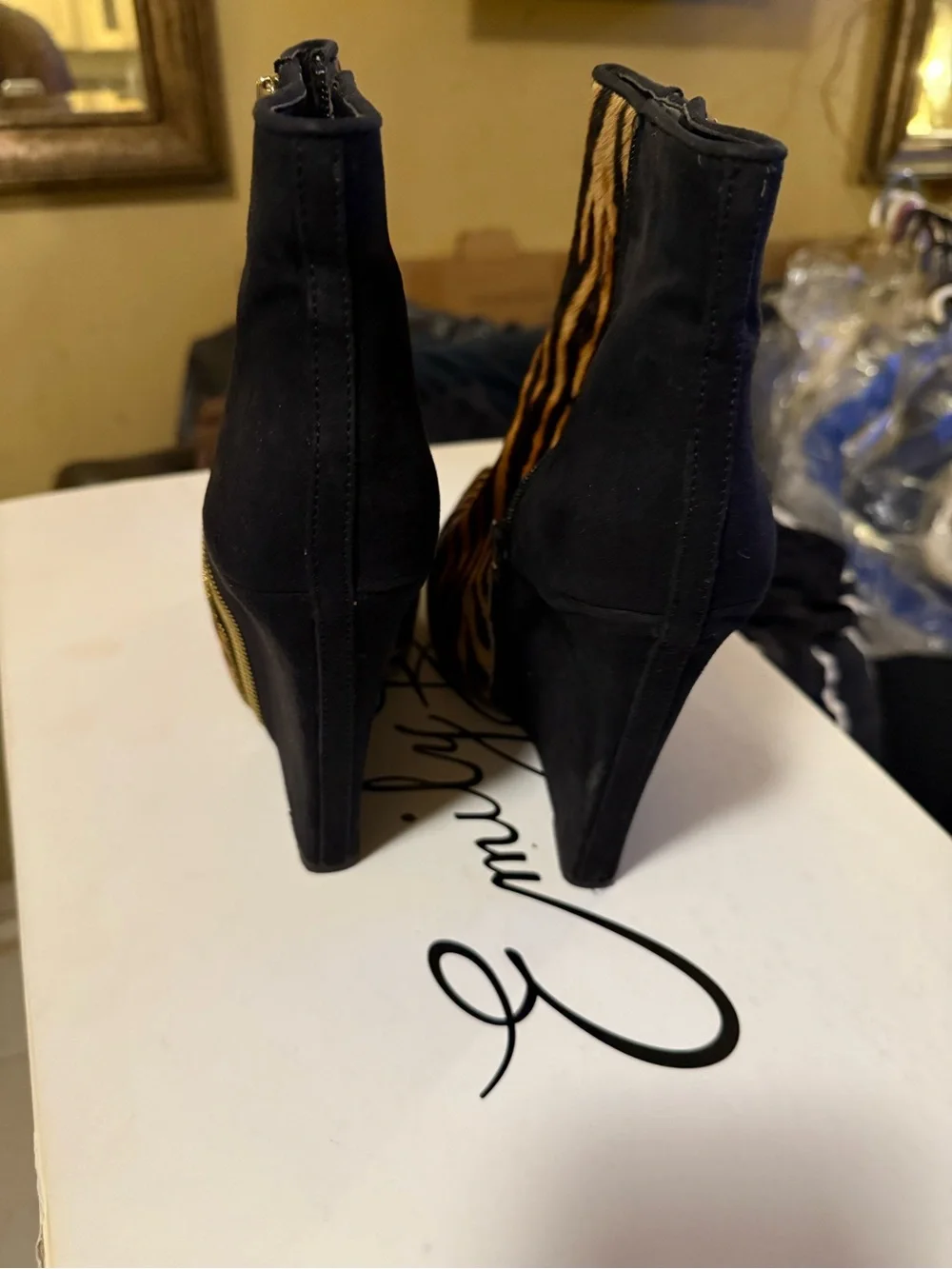 Rachel Roy Tiger-Print Wedge Ankle Boot with Side Zip